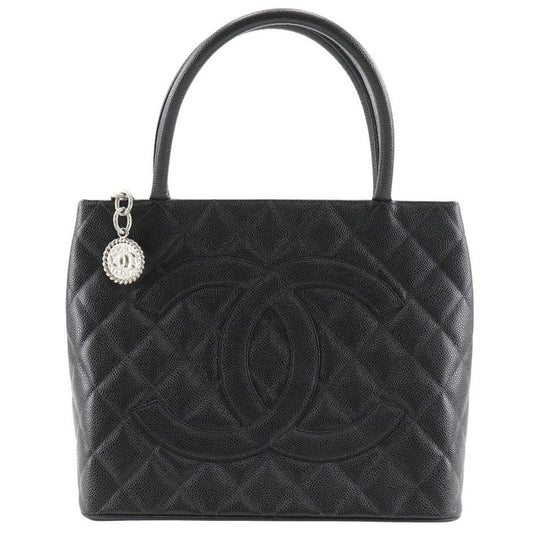 Chanel Reprint Tote Coco Mark Matelasse A01804 Caviar Skin Black Women's Tote