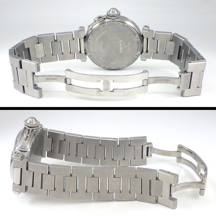 Cartier Watch Pasha C Meridian M7 Silver Dial Date GMT SS Automatic