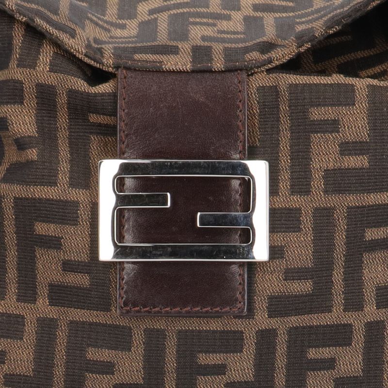 Fendi Zucca Shoulder Bag Nylon Jacquard 26426 Brown Women's Fendi Used Fendi