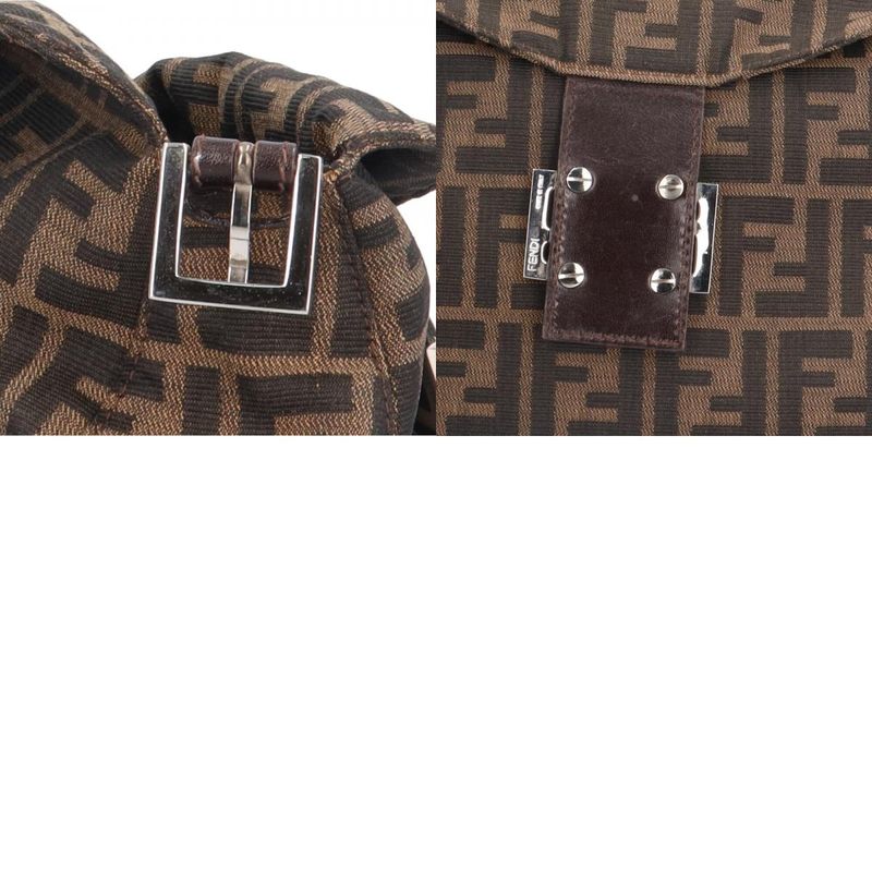 Fendi Zucca Shoulder Bag Nylon Jacquard 26426 Brown Women's Fendi Used Fendi
