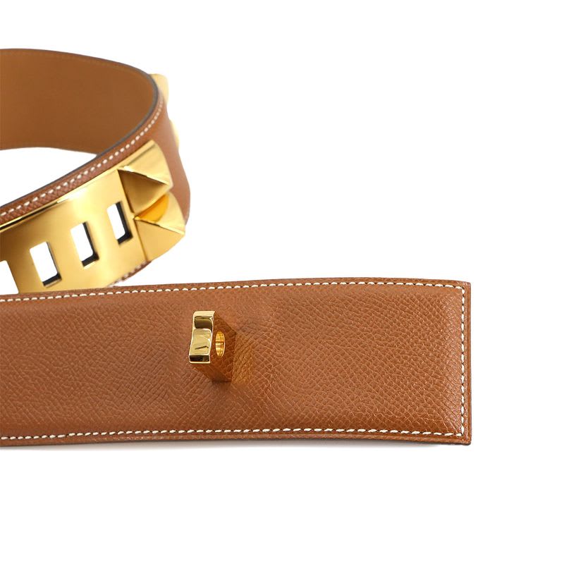 Hermes Hermes Collier de Chien Medor Belt Courchevel Epson Gold 65