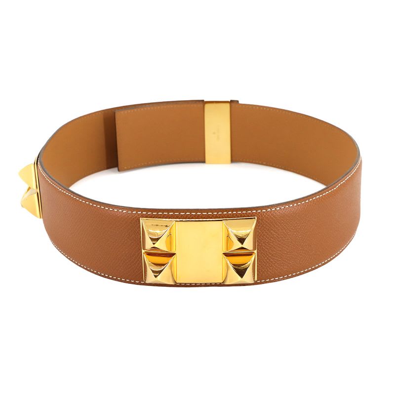 Hermes Hermes Collier de Chien Medor Belt Courchevel Epson Gold 65