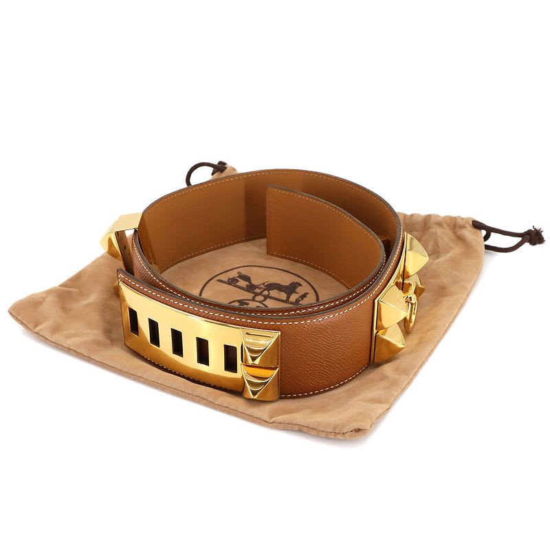 Hermes Hermes Collier de Chien Medor Belt Courchevel Epson Gold 65