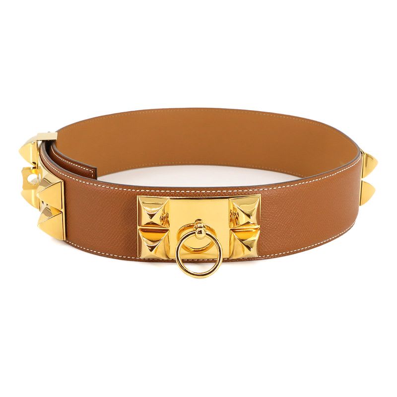 Hermes Hermes Collier de Chien Medor Belt Courchevel Epson Gold 65