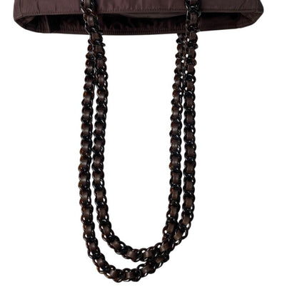 Prada Women's Nylon Chain Tote Bag Triangle Logo Plate Shoulder Bag