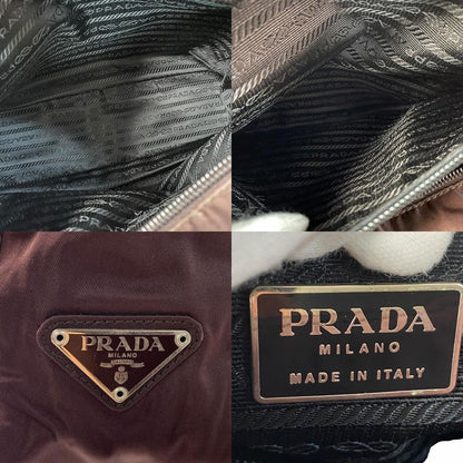 Prada Women's Nylon Chain Tote Bag Triangle Logo Plate Shoulder Bag