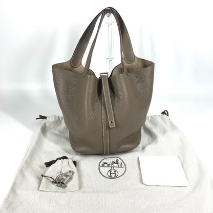 Hermes Handbag Picotan Lock Mm 22 Picotan Lock Mm Taurillon Clemence Etoupe Gray