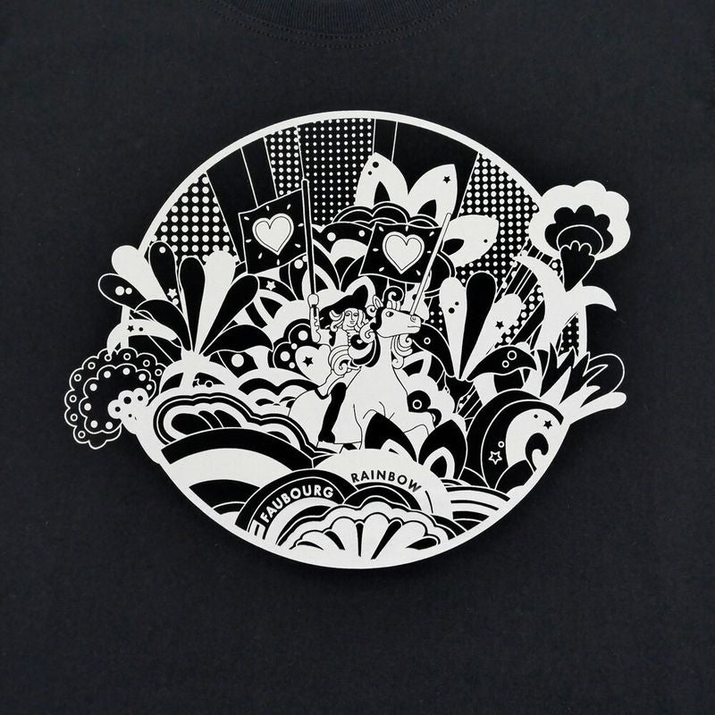 Hermes T-shirt Faubourg Rainbow Black Size 36 Cotton Short Sleeve