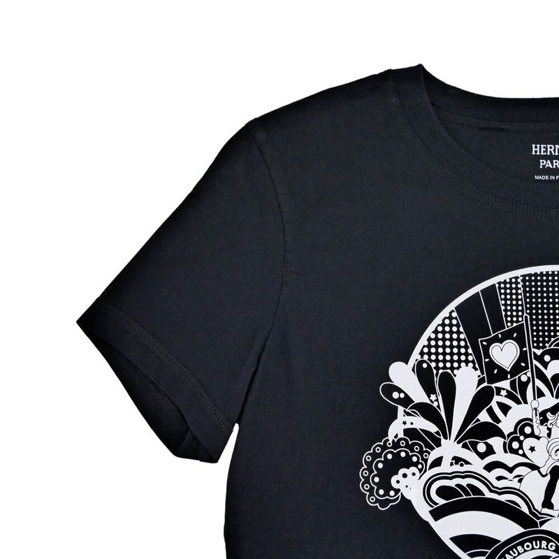 Hermes T-shirt Faubourg Rainbow Black Size 36 Cotton Short Sleeve