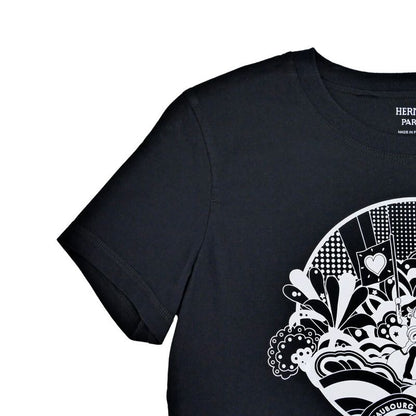 Hermes T-shirt Faubourg Rainbow Black Size 36 Cotton Short Sleeve