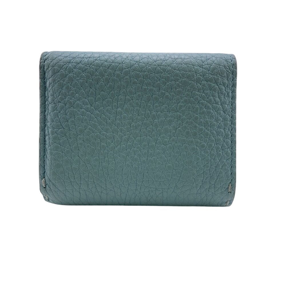 Fendi 8m0499 Micro L-Shaped Zipper Selleria Peekaboo Trifold Wallet Blue