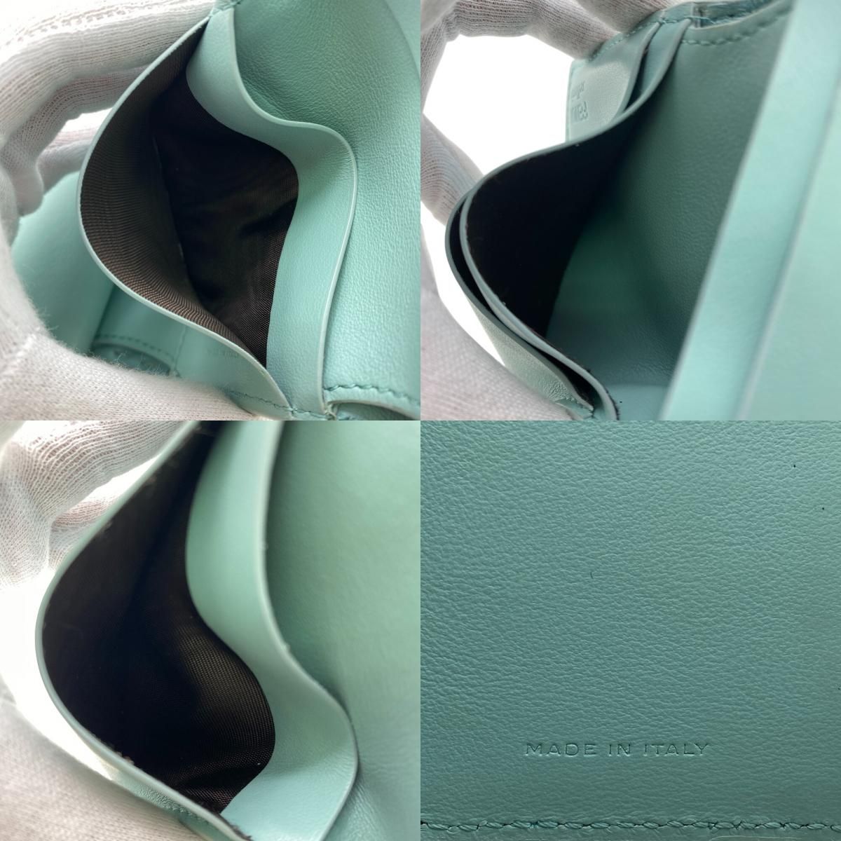 Fendi 8m0499 Micro L-Shaped Zipper Selleria Peekaboo Trifold Wallet Blue