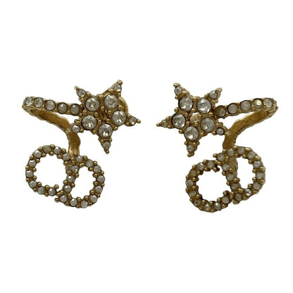 Dior Christian Dior Earrings - Gold X Clear Star CD Motif