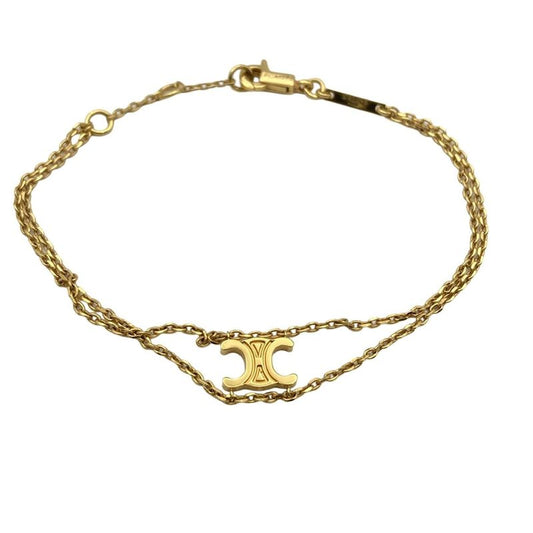 Celine Bracelet Triomphe Suspenders Gold Two Rows
