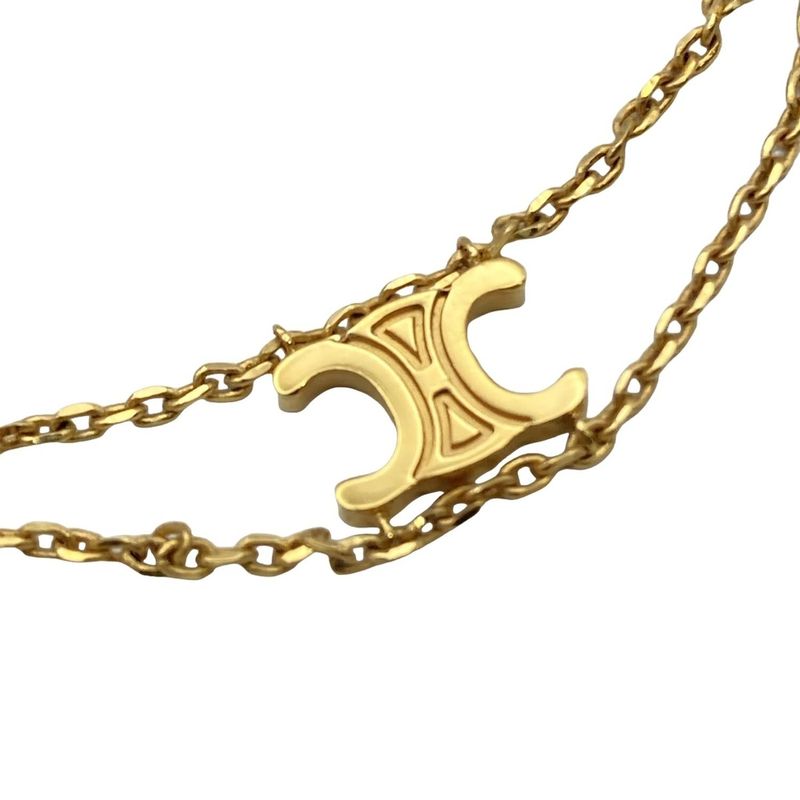 Celine Bracelet Triomphe Suspenders Gold Two Rows