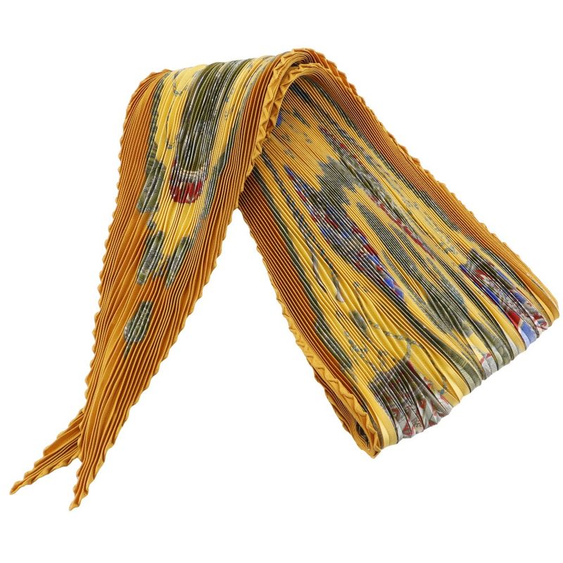 Hermes Pleated Carre Les Tambours Tambour Drum Silk Orange Women's Scarf