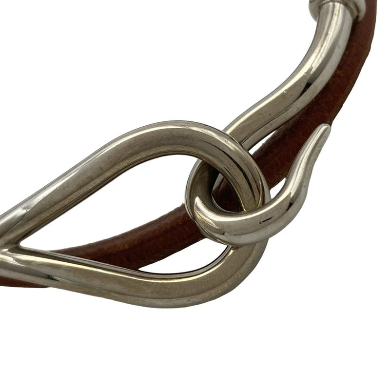 Hermes Bracelet Jumbo Leather Brown X Silver 2 Rows Silver Hardware
