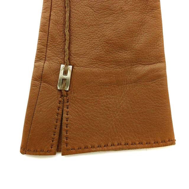 Hermes Gloves Lambskin Hhardware S Brown Yi11 • OH