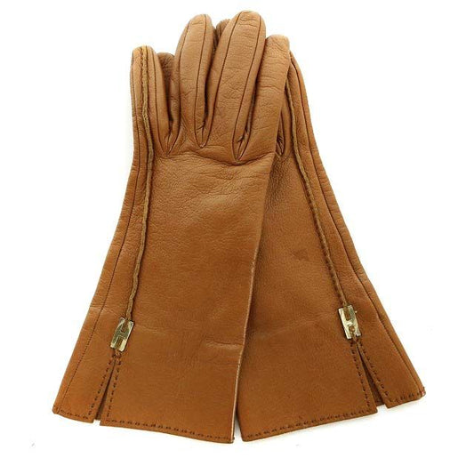 Hermes Gloves Lambskin Hhardware S Brown Yi11 • OH