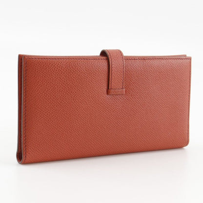 Hermes Bearn Vaux Epson Orange G Women's Long Wallet