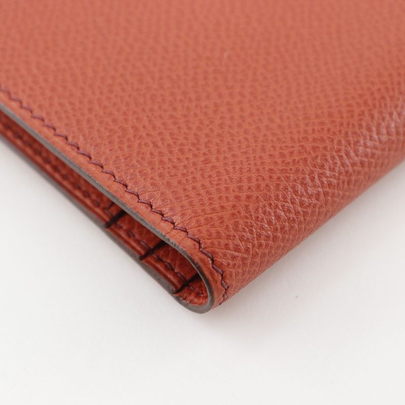 Hermes Bearn Vaux Epson Orange G Women's Long Wallet