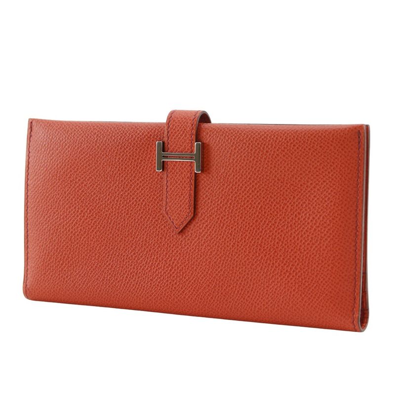 Hermes Bearn Vaux Epson Orange G Women's Long Wallet