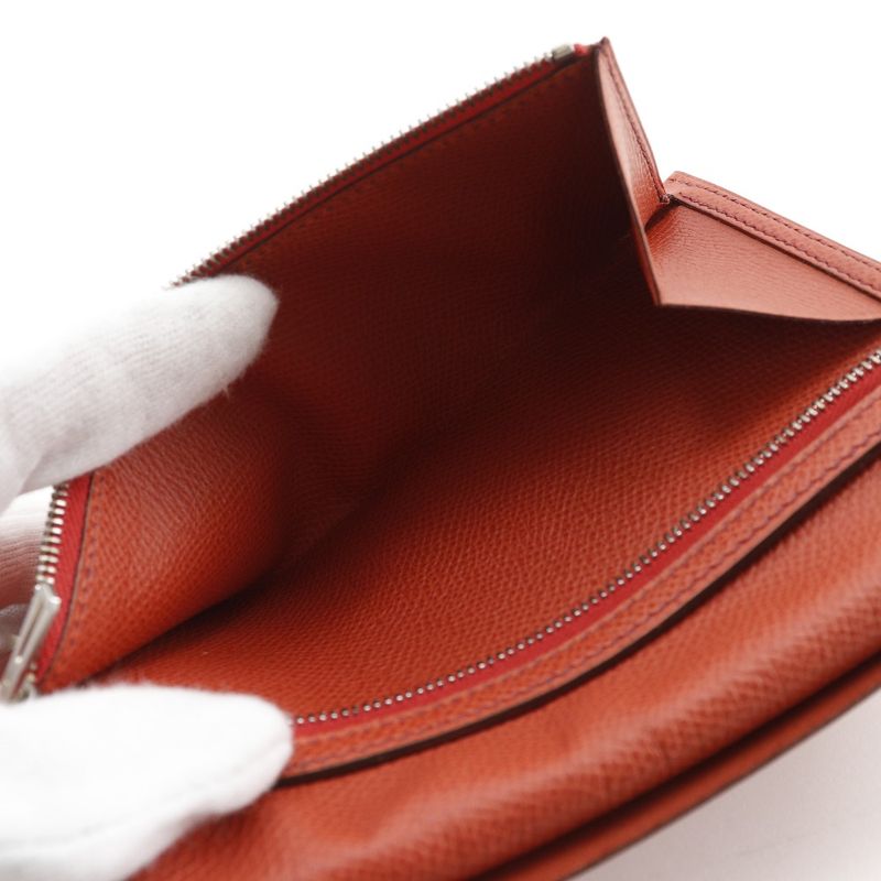 Hermes Bearn Vaux Epson Orange G Women's Long Wallet