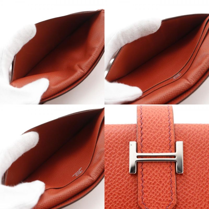 Hermes Bearn Vaux Epson Orange G Women's Long Wallet