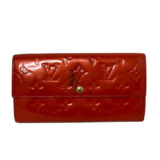 Louis Vuitton Long Wallet Monogram Vernis Portefeuille Sarah Nm2 M91739 Rouge