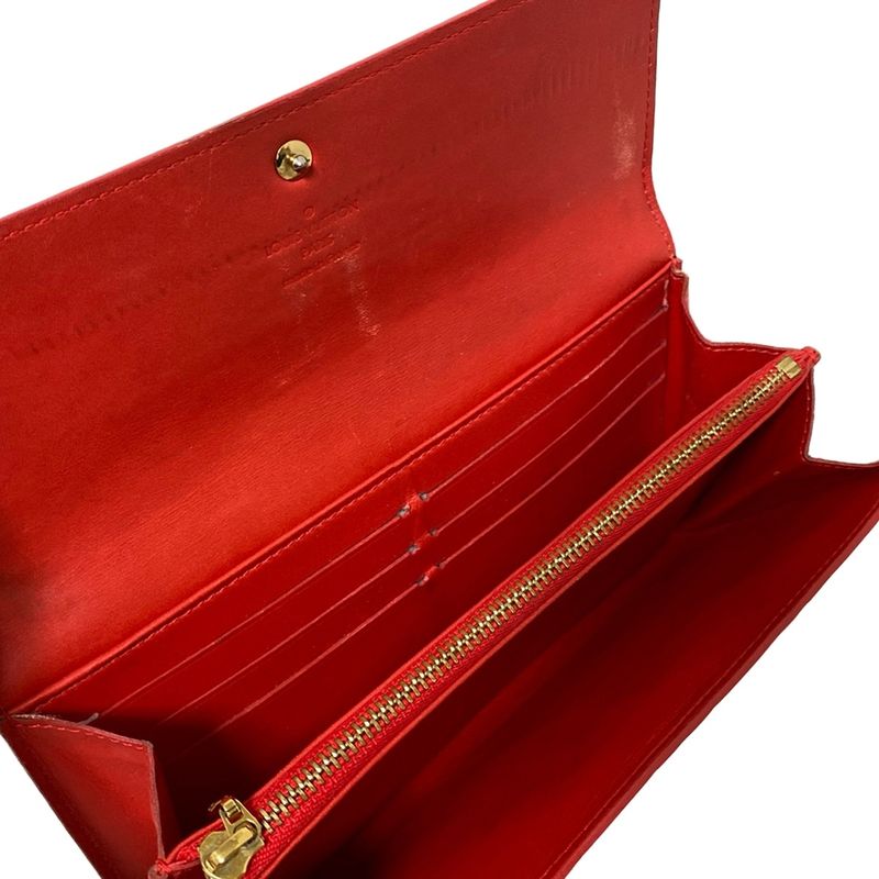 Louis Vuitton Long Wallet Monogram Vernis Portefeuille Sarah Nm2 M91739 Rouge