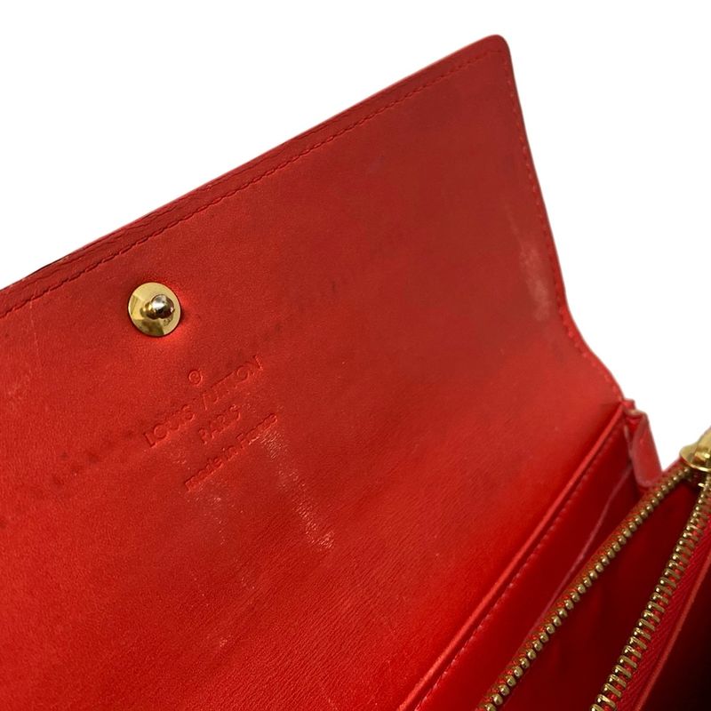 Louis Vuitton Long Wallet Monogram Vernis Portefeuille Sarah Nm2 M91739 Rouge