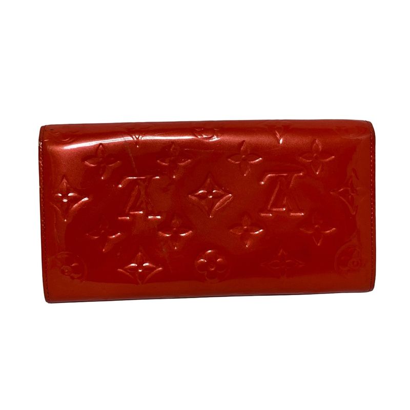 Louis Vuitton Long Wallet Monogram Vernis Portefeuille Sarah Nm2 M91739 Rouge