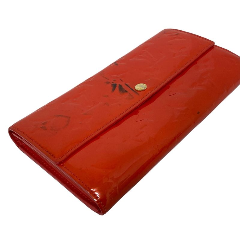 Louis Vuitton Long Wallet Monogram Vernis Portefeuille Sarah Nm2 M91739 Rouge