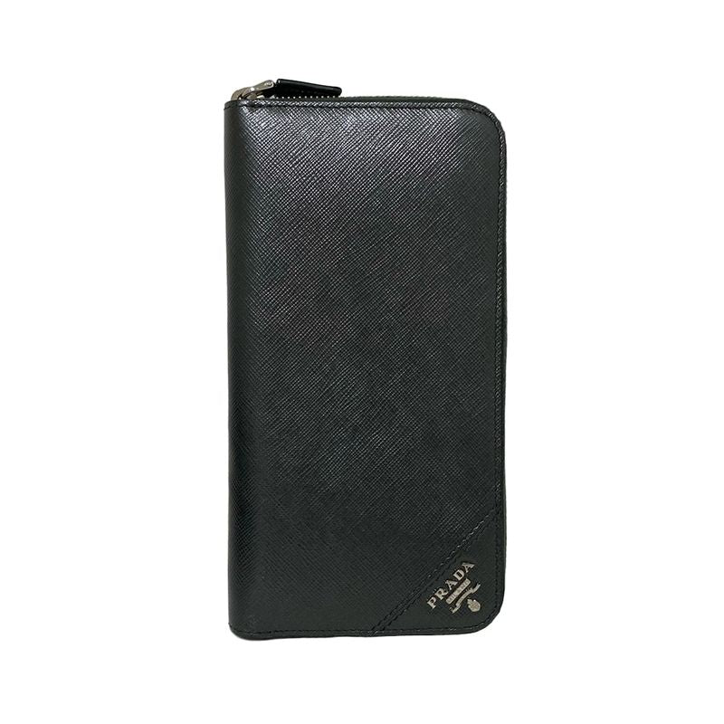 Prada Long Wallet - 2ml317 Dark Gray Round Zipper Leather