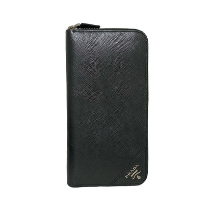 Prada Long Wallet - 2ml317 Dark Gray Round Zipper Leather