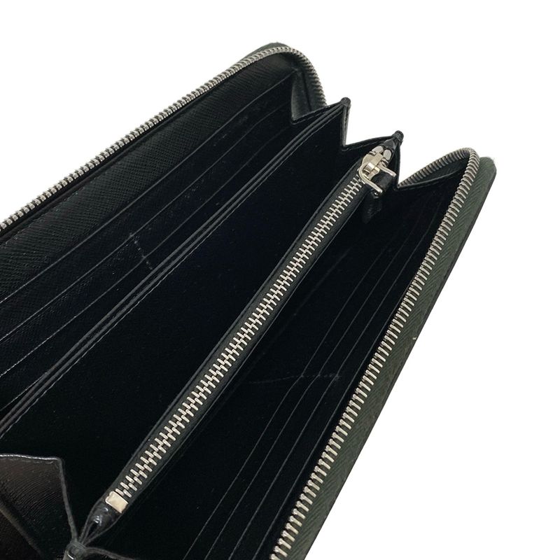 Prada Long Wallet - 2ml317 Dark Gray Round Zipper Leather