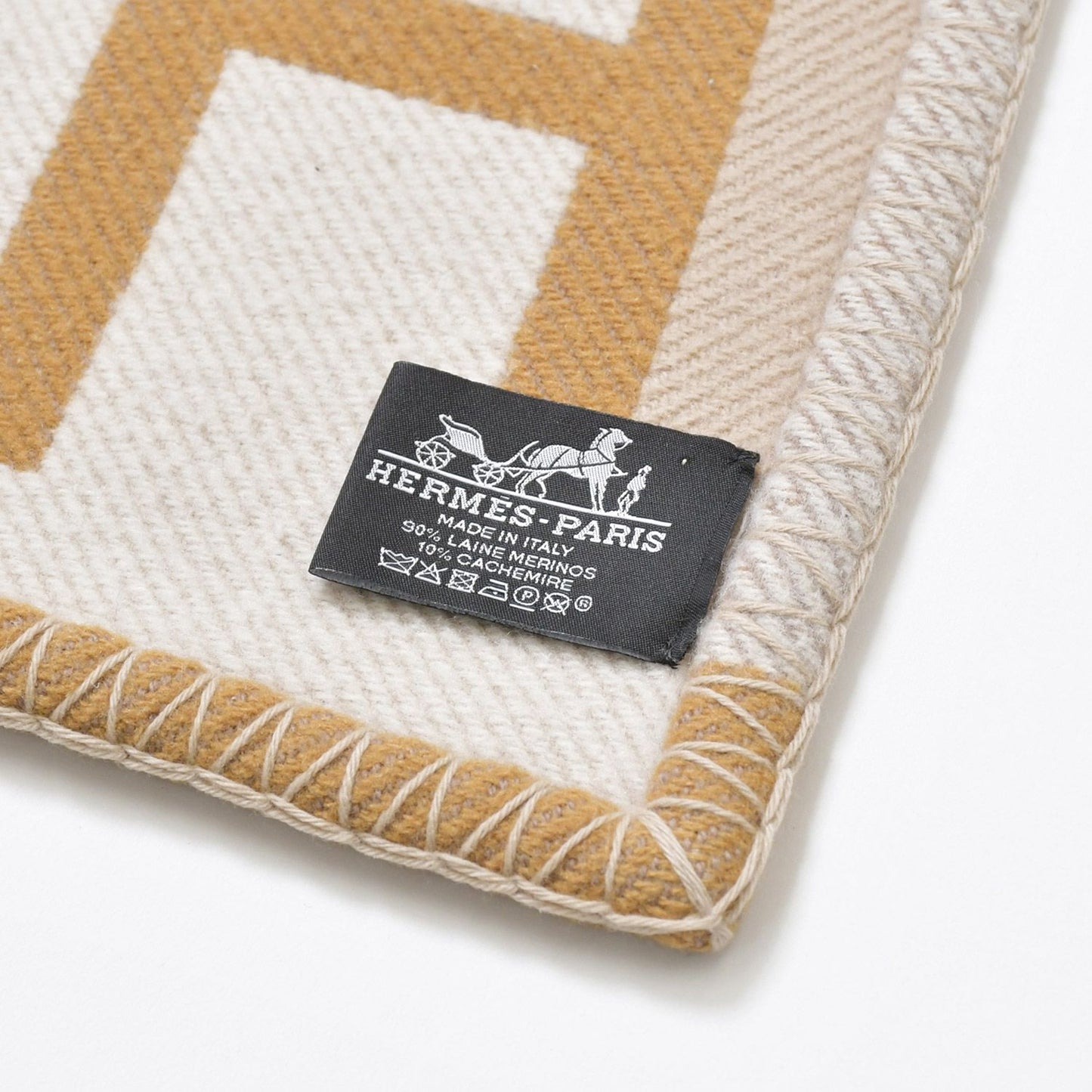 Hermes Avalon Blanket Beige Brown Wool Cashmere — view 3