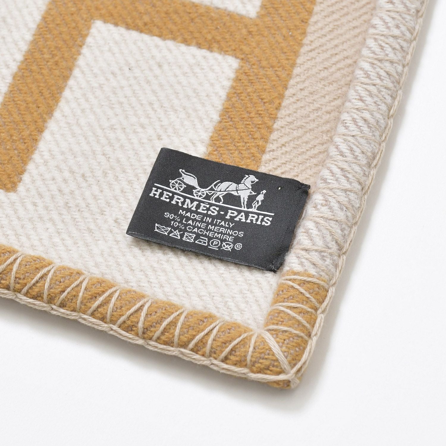 Hermes Avalon Blanket Beige Brown Wool Cashmere — view 3
