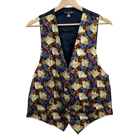 Christian Dior Monsieur Vest Size M Men's - Navy X Yellow X Multi Silk