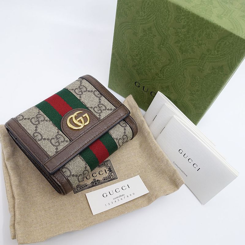 Gucci 598662 Offdia GG Supreme Jelly Line Wallet Bifold Wallet Beige