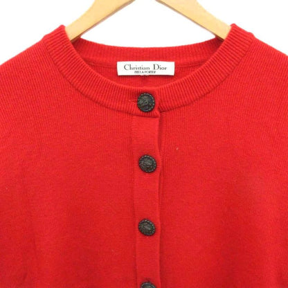 Christian Dior Cardigan Knit Bijou Button Red M