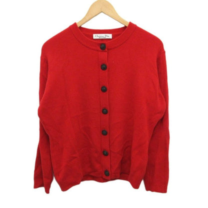 Christian Dior Cardigan Knit Bijou Button Red M