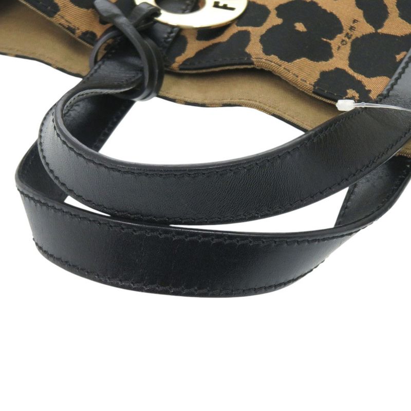 Fendi Leopard Pattern 8bh173-Gt6 Canvas Leather Brown Tote Bag 0708 Fendi
