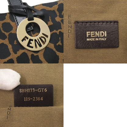 Fendi Leopard Pattern 8bh173-Gt6 Canvas Leather Brown Tote Bag 0708 Fendi