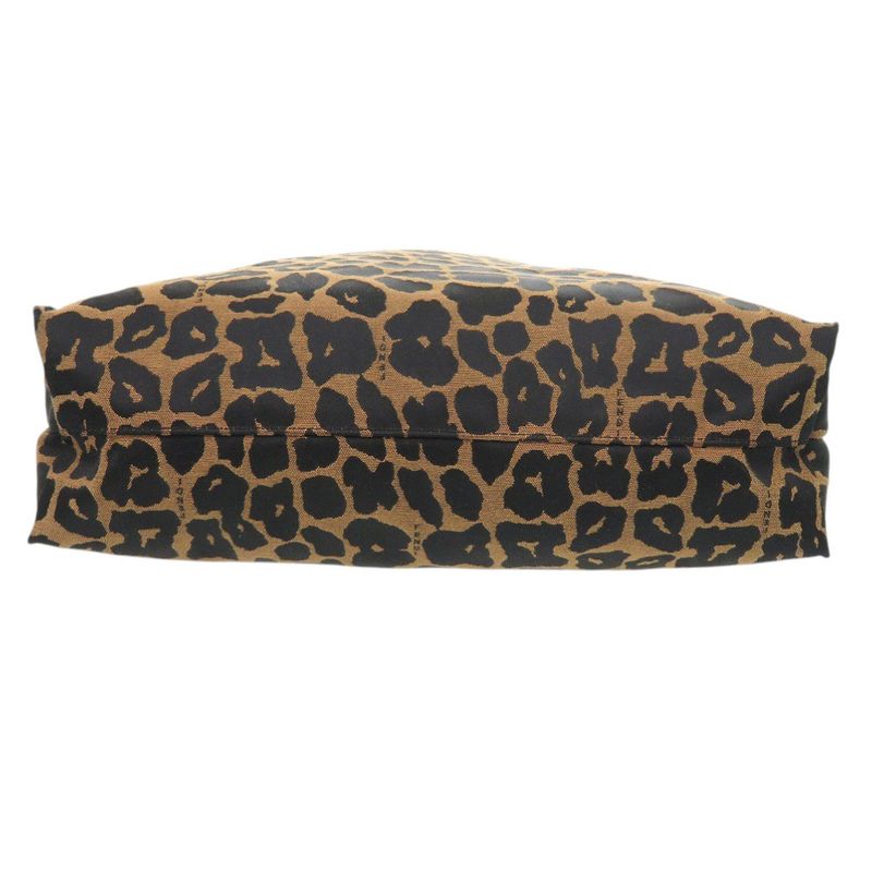Fendi Leopard Pattern 8bh173-Gt6 Canvas Leather Brown Tote Bag 0708 Fendi