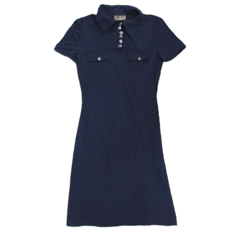 Fendi Vintage Dress Short Sleeve Knee Length Mini Logo Button Made in Italy 40