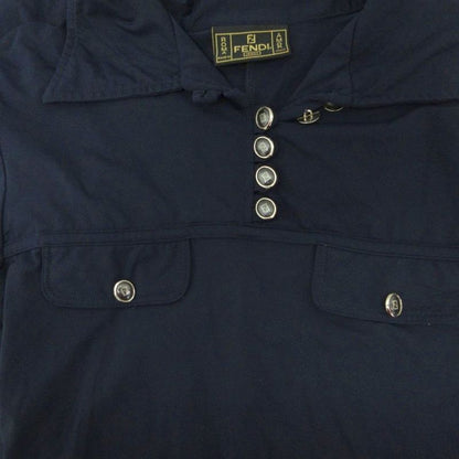 Fendi Vintage Dress Short Sleeve Knee Length Mini Logo Button Made in Italy 40