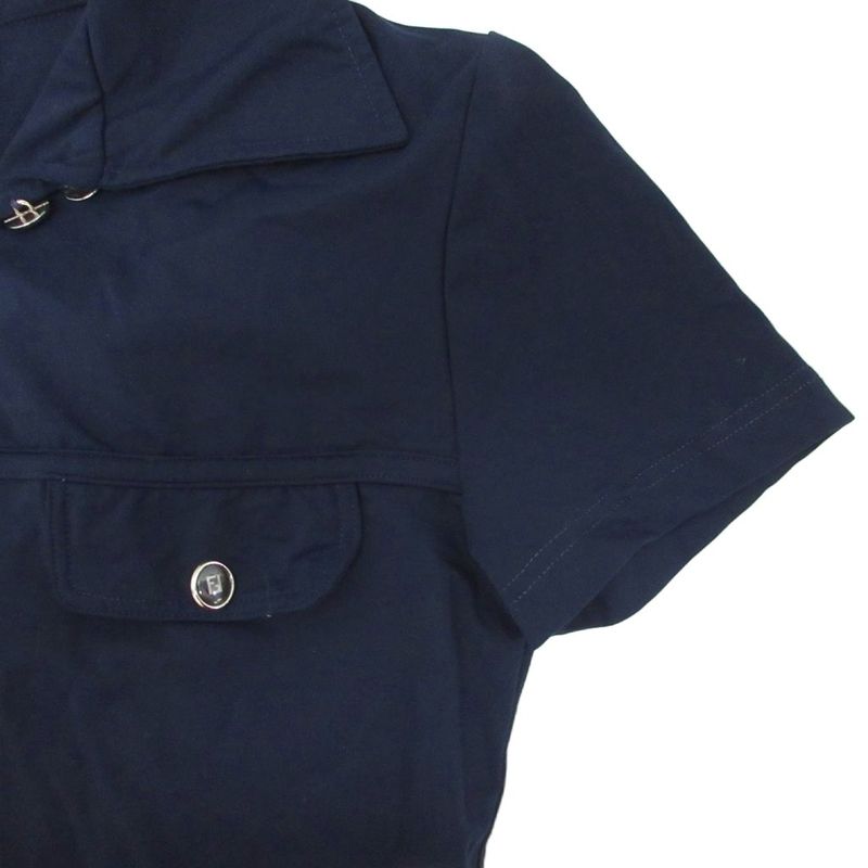 Fendi Vintage Dress Short Sleeve Knee Length Mini Logo Button Made in Italy 40