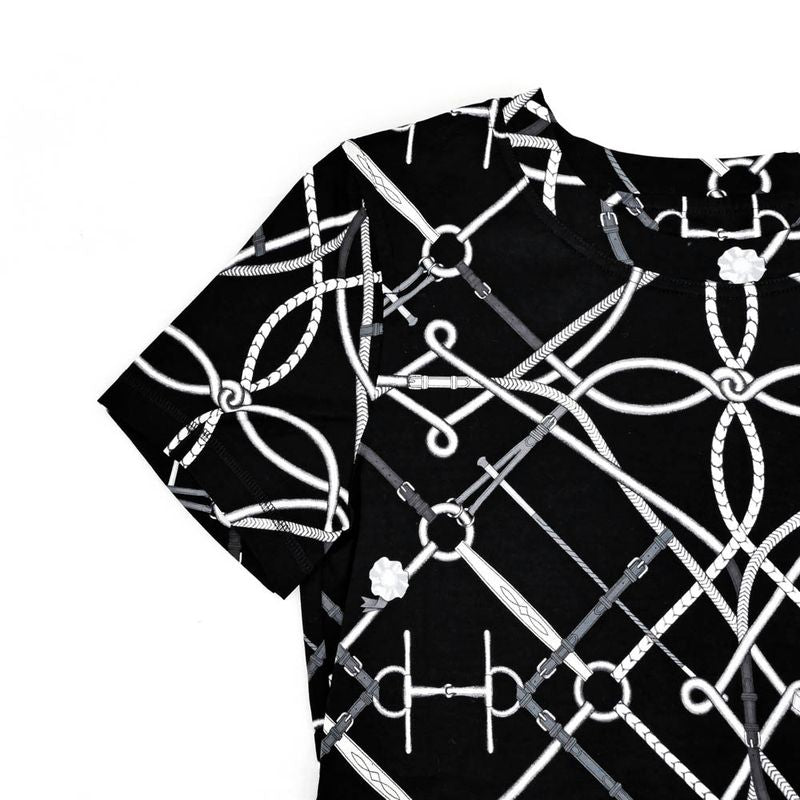 Hermes T-shirt Perfect Course Black White Size 34 Cotton Short Sleeve