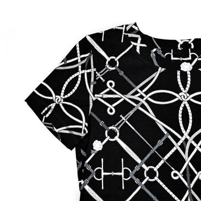 Hermes T-shirt Perfect Course Black White Size 34 Cotton Short Sleeve